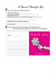 English worksheet: thanksgiving card