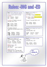 English Worksheet: RULES: -ING and -ED