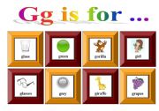 Gg is for ...with exercise and flash-cards for memory game (3 pages)