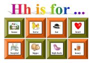 Hh is for ...with exercise and flash-cards for memory game (3 pages)