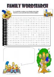 English Worksheet: Family wordsearch