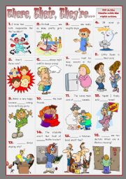 English Worksheet: THERE, THEIR, THEYRE...