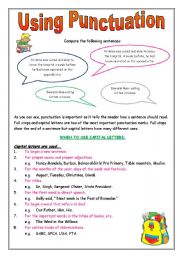 English Worksheet: Punctuation- What  and how do I use it?
