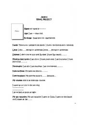 English worksheet: Final project for beginners