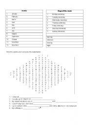 English Worksheet: months and days of the week