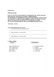 English Worksheet: Reading text