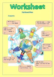 English Worksheet: Nationalities