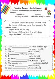 negative form simple present