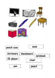 English worksheet: school objects