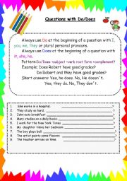 English Worksheet: questions in the simple present