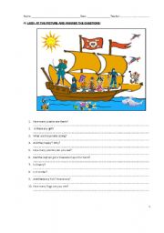 English Worksheet: A Pirate story