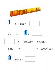 English worksheet: Playing with numbers