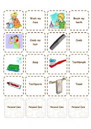 English Worksheet: Personal Care - Memory game