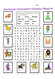 English Worksheet: My Super Awesome Fantasy Search