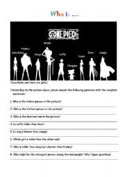 English Worksheet: comparatives & superlatives ~ one piece version