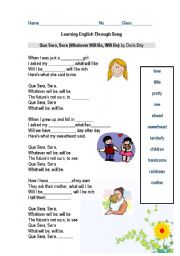 English Worksheet: Learning English Through Song