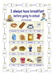 English Worksheet: I always have breakfast before going to school