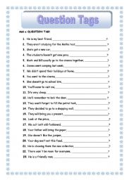 English Worksheet: Question tags