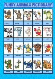 English Worksheet: Funny animals pictionary