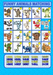 English Worksheet: Funny animals matching