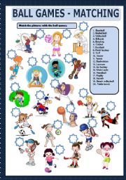 English Worksheet: BALL GAMES - MATCHING