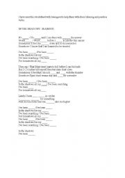 English worksheet: song worksheet