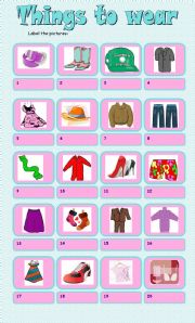 English Worksheet: Things to wear
