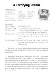 English Worksheet: A terrifying dream