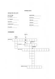 English Worksheet: numbers 1-100 crossword