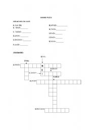 English worksheet: numbers 1-100 crossword