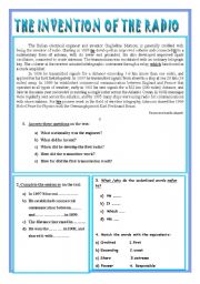 English Worksheet: INVENTION OF THE RADIO