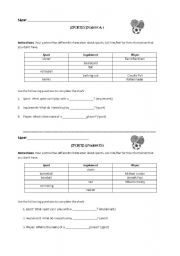 English worksheet: Sports