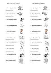 English Worksheet: YES, I DO / NO, I DONT