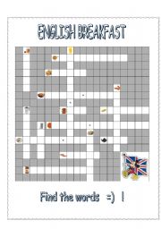 English Worksheet: ENGLISH BREAKFAST - crossword