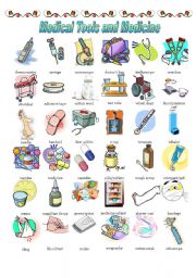 English Worksheet: MEDICAL TOOLS AND MEDICINE (1/2)