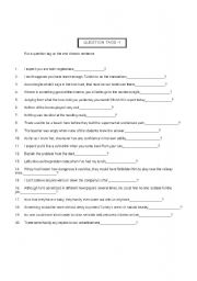English Worksheet: question tags