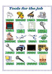 English Worksheet: Tools for the Job -Picture Dictionary and activities