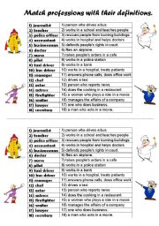 English Worksheet: Professions and their definitions
