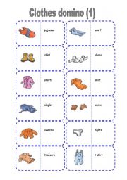 English Worksheet: Clothes domino (1/2)