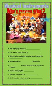 English Worksheet: Musical Instruments - Whos Playing What?