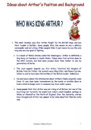 English Worksheet: LOOKING FOR KING ATHUR  / Reading skill + oral skill