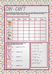 English Worksheet: CAN - CANT