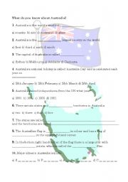 English Worksheet: What do you know about Australia?