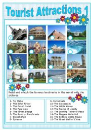 English Worksheet: TOURIST ATTRACTIONS 1