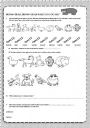 English Worksheet: Brown bear, brown bear what do you see, a nursery rhyme