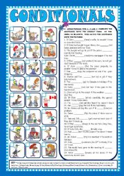 English Worksheet: CONDITIONALS -TYPE 1,2 AND 3 - (+KEY) - FULLY EDITABLE