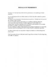 English Worksheet: Modal Verbs of Permission