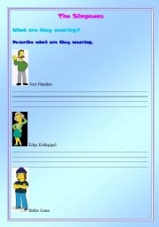 English worksheet: The Simpsons : What are they wearing? 