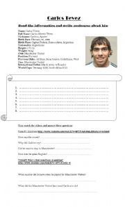 English Worksheet: Carlos Tevez