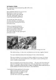 English Worksheet: In Flanders Fields. A discussion around the war poem and poppy day
